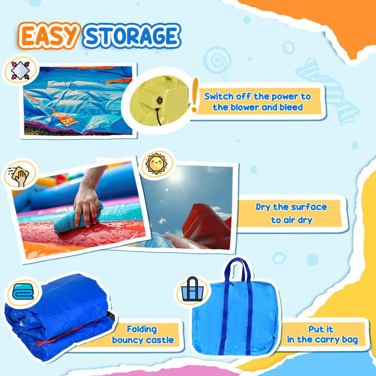 Kids Bouncy Castle Trampoline with Pool, Net & Blower, 3-8 Years