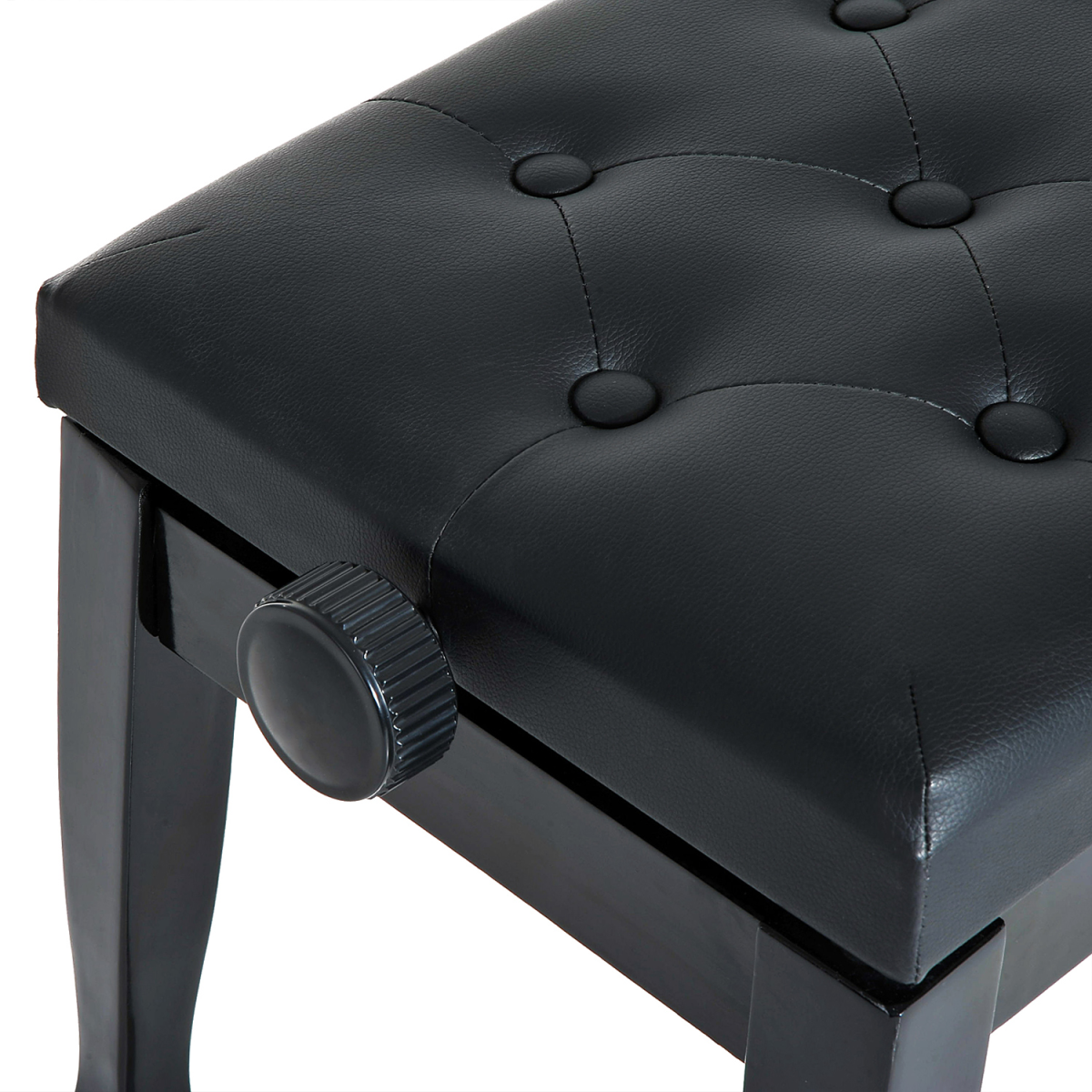 HOMCOM Adjustable Height Piano Bench Padded Faux Leather Seat with Wooden Legs