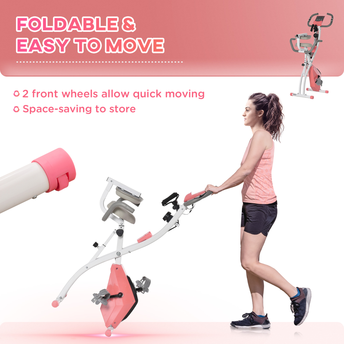 2-in-1 Upright and Recumbent Exercise Bike with 8-Level Adjustable Resistance, Pulse Sensor, LCD Monitor, Phone Holder, and Foldable Design