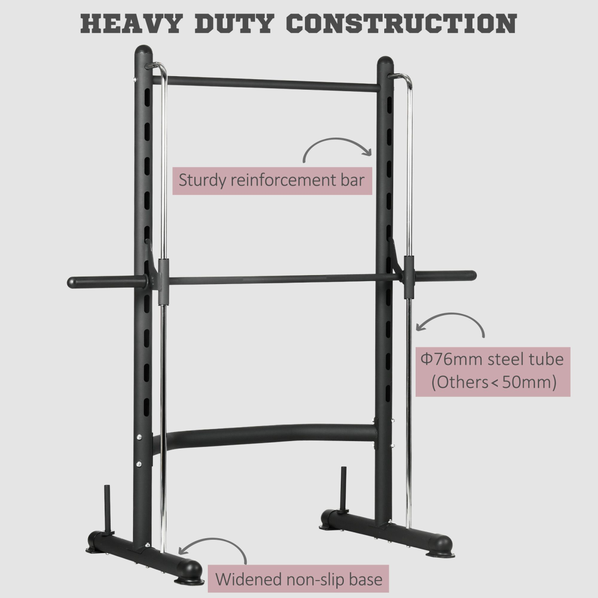 HOMCOM Adjustable Squat Rack with Pull-Up Bar & Barbell Bar