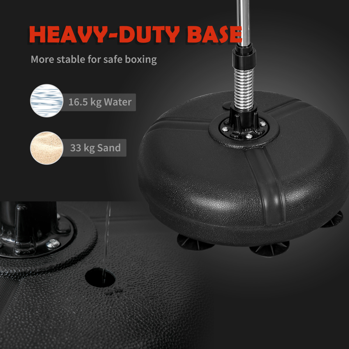HOMCOM Adjustable Boxing Bag Stand Set with Gloves and Pump Black Gold