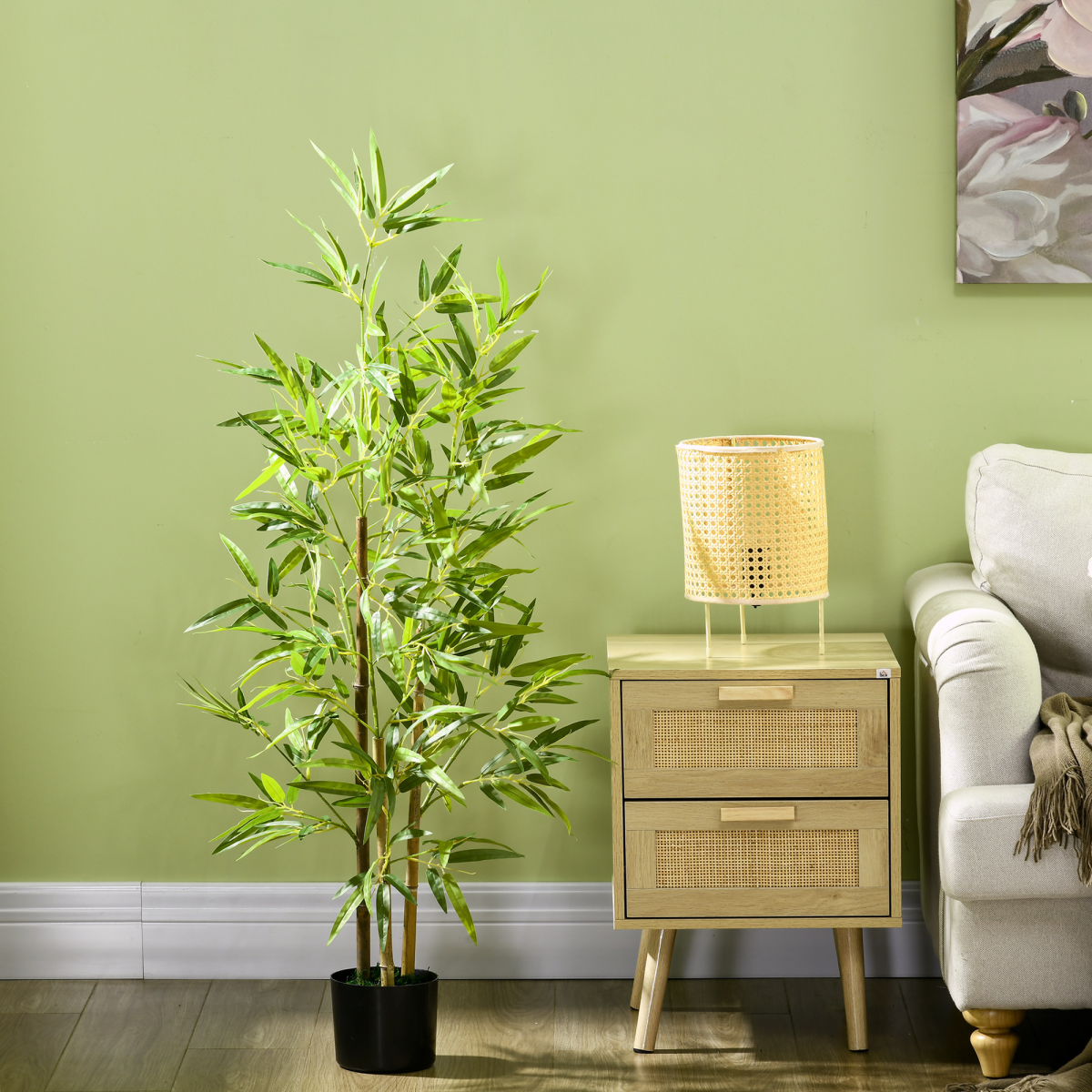 HOMCOM Artificial Bamboo Tree 120 cm with Pot for Indoor Decor