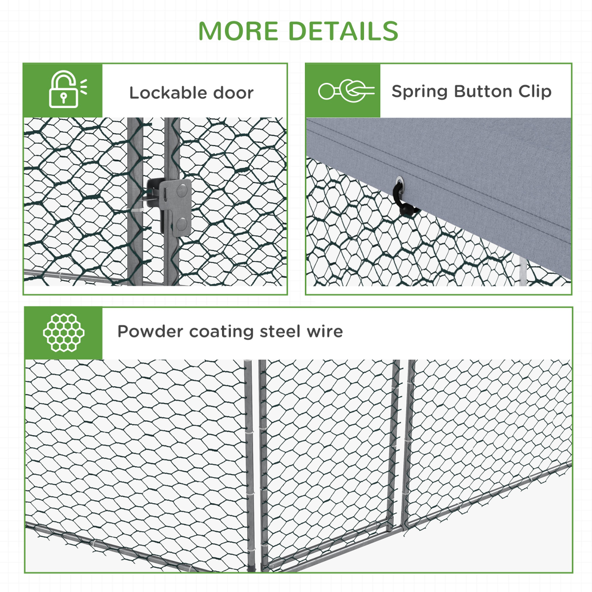 PawHut Walk-In Chicken Run with Cover for Chickens, Ducks and Rabbits