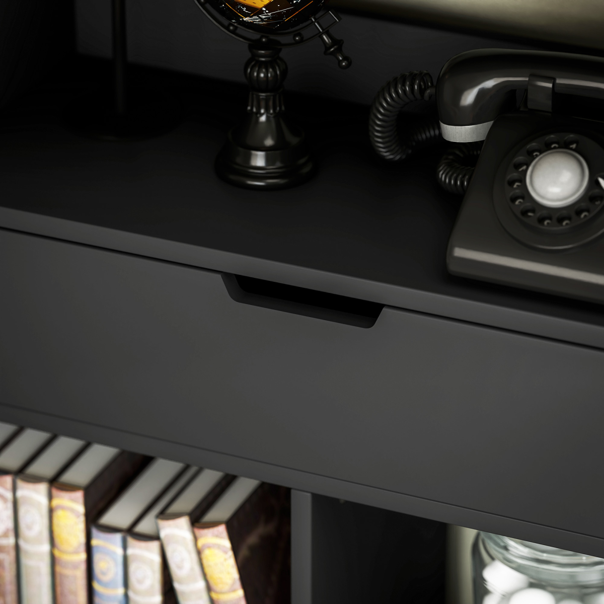 HOMCOM Freestanding Black Bookcase Display Shelf with Drawer, 9 Compartments