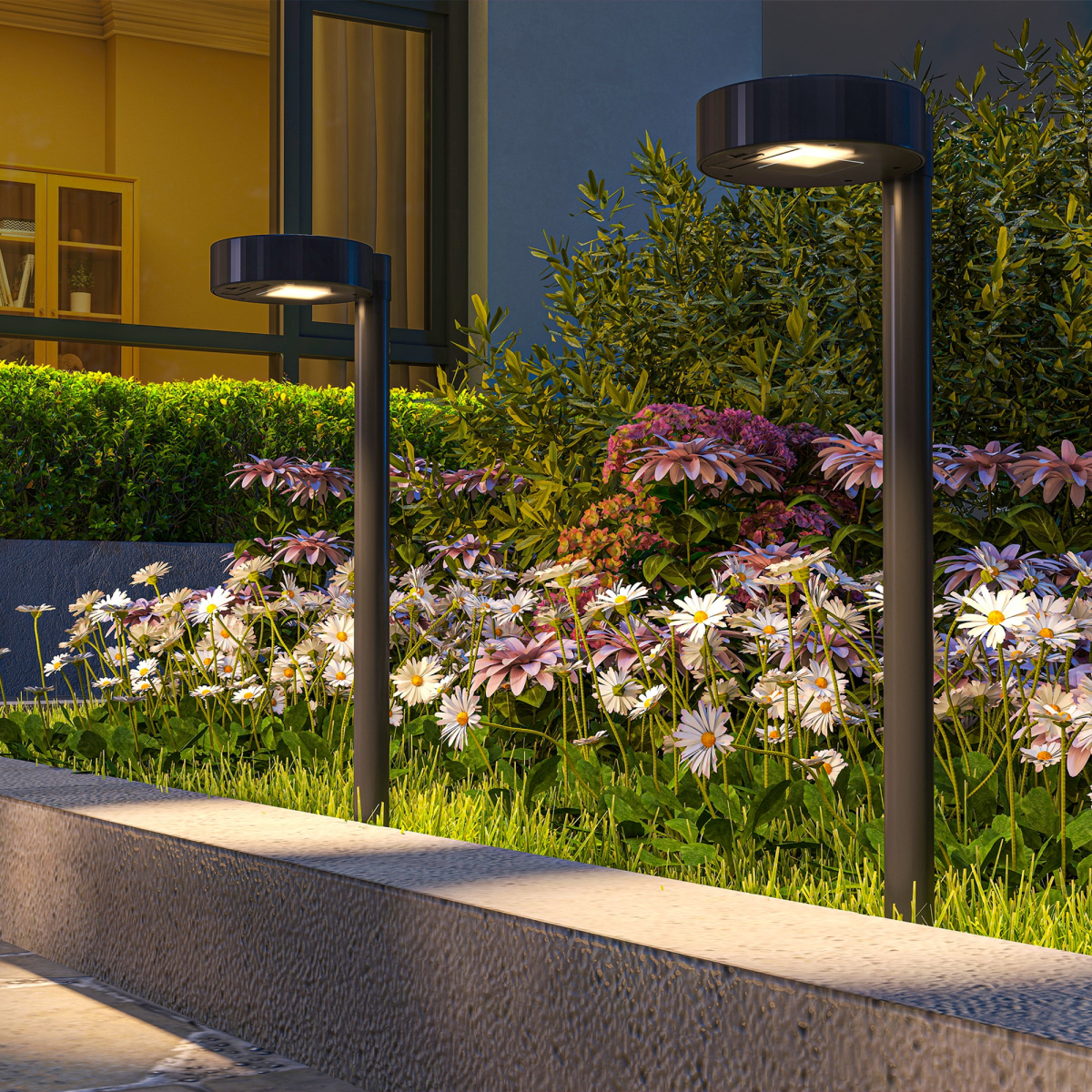 Outsunny 8 Pack Solar LED Pathway Stake Lights, IP44, Auto On/Off
