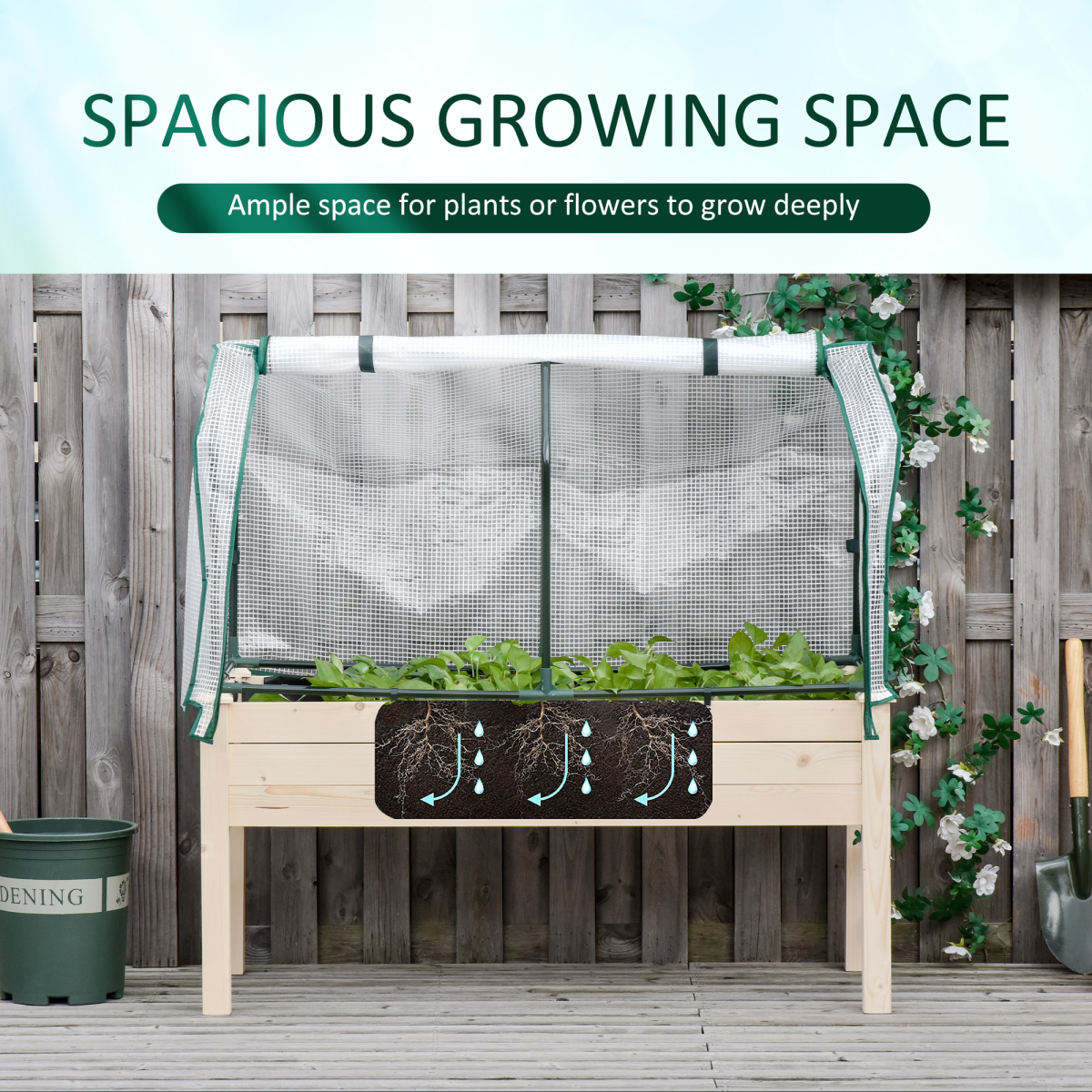 Outsunny Raised Garden Bed Planter Box with PE Greenhouse Cover