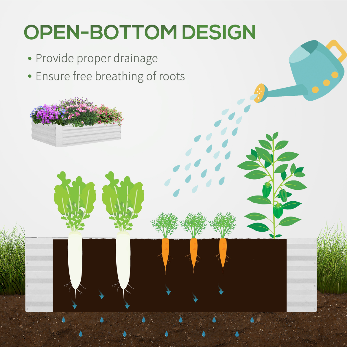Outsunny 2-in-1 Steel Raised Garden Bed with Greenhouse Cover, Clear