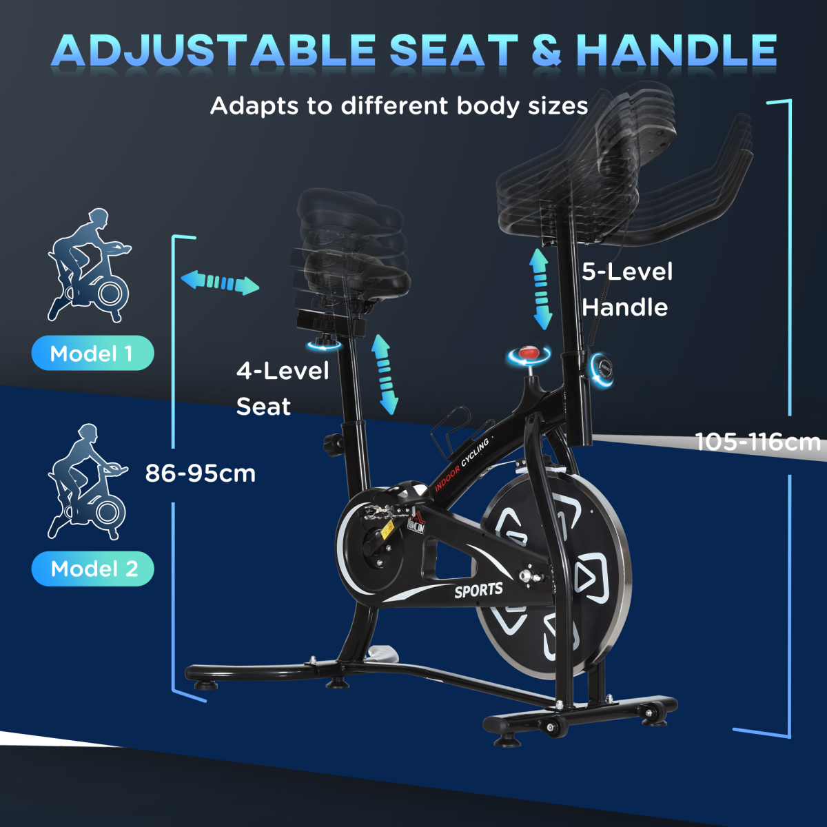 HOMCOM Belt-Driven Indoor Cycling Exercise Bike with LCD Monitor