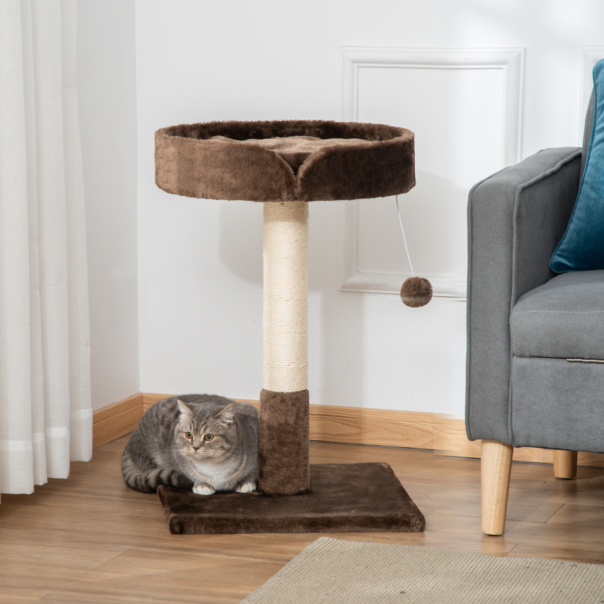 Small Indoor Cat Tree with Sisal Scratching Post, Bed & Toy