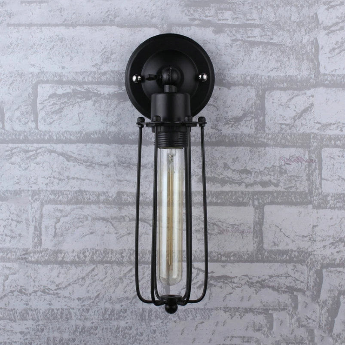 Black Industrial Long Cage Metal Wall Light, Wall Mounted