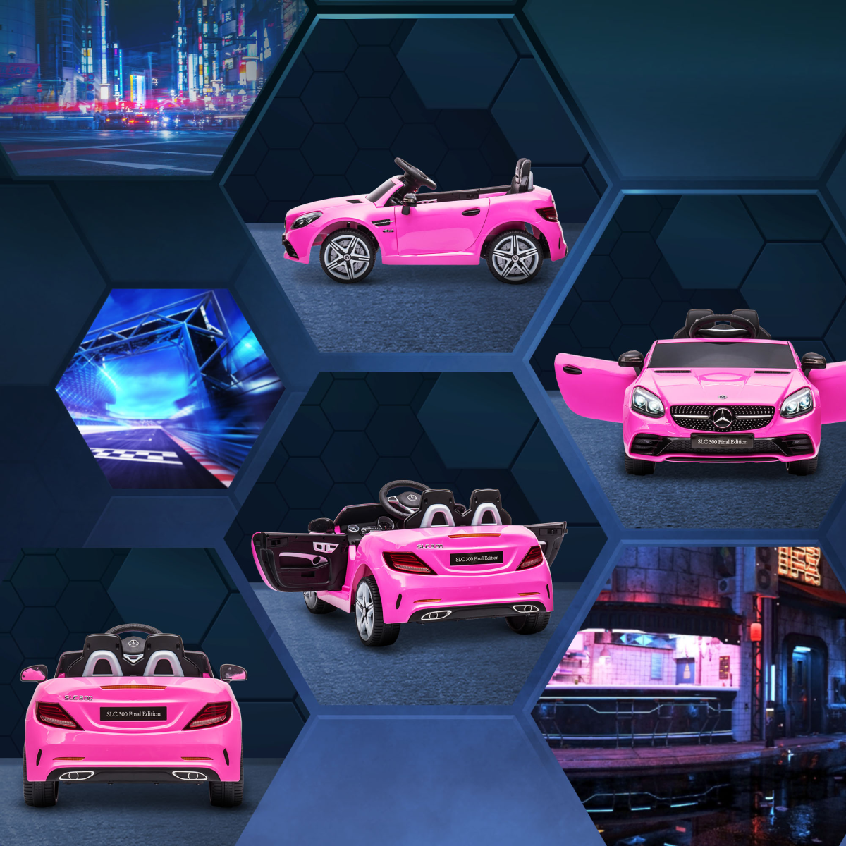 HOMCOM Mercedes Benz SLC 300 12V Kids Ride On Car, Pink, Remote Control