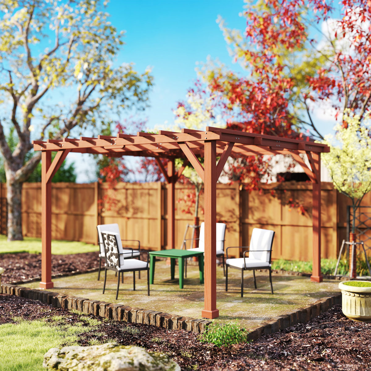 Outsunny 3.3 x 3.3m Brown Fir Wood Pergola Kit