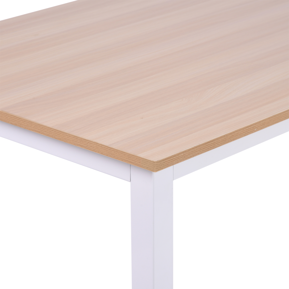 HOMCOM Oak Grain Tone MDF Writing Desk with White Metal Frame, 120W x 60D x 76Hcm
