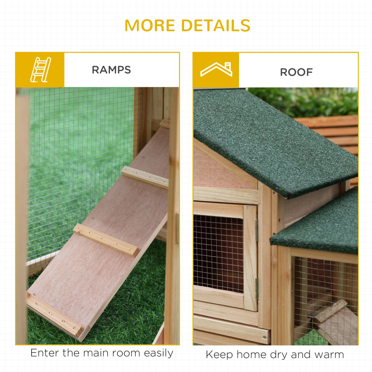 Wooden Indoor Rabbit Hutch House-Style Cage with Run Area