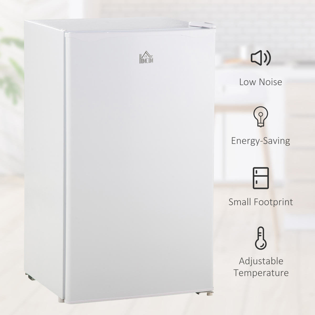 HOMCOM 91L Freestanding Under Counter Fridge with Chiller Box, Reversible Door, White