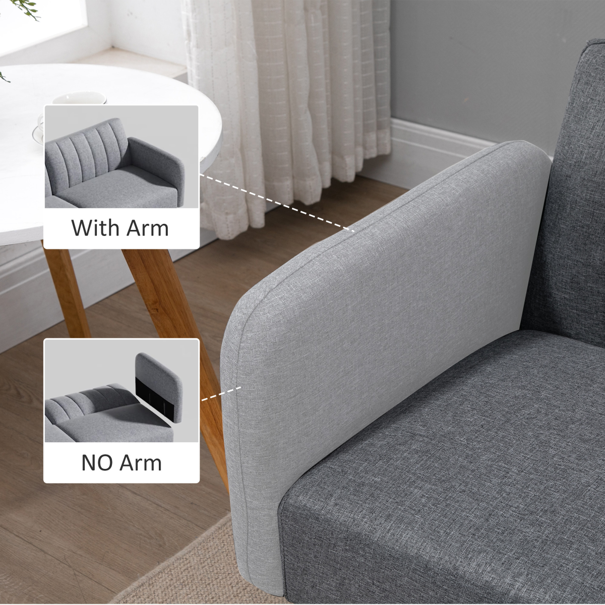 Two Seater Sofa Bed w/ Adjustable Backrest for Living Room, Guest Room
