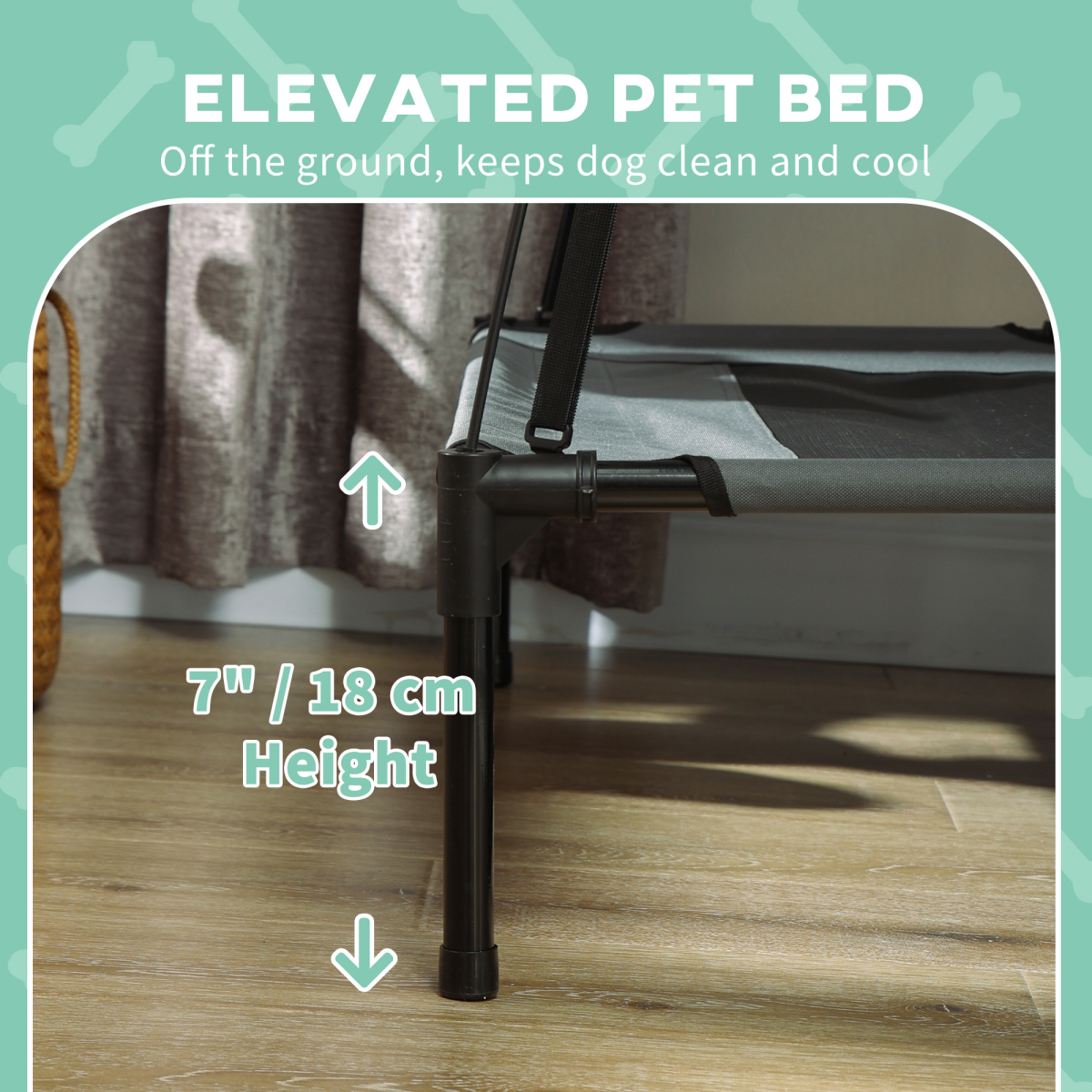 61 cm Elevated Dog Bed Raised Pet Cot with Removable Canopy for Outdoor Use