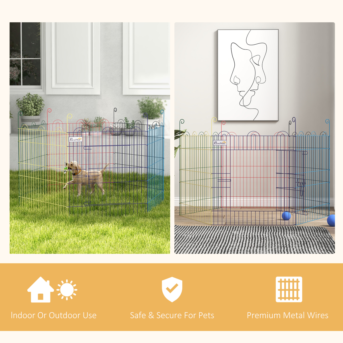 PawHut 6-Panel Dog Puppy Playpen Crate Kennel with Door