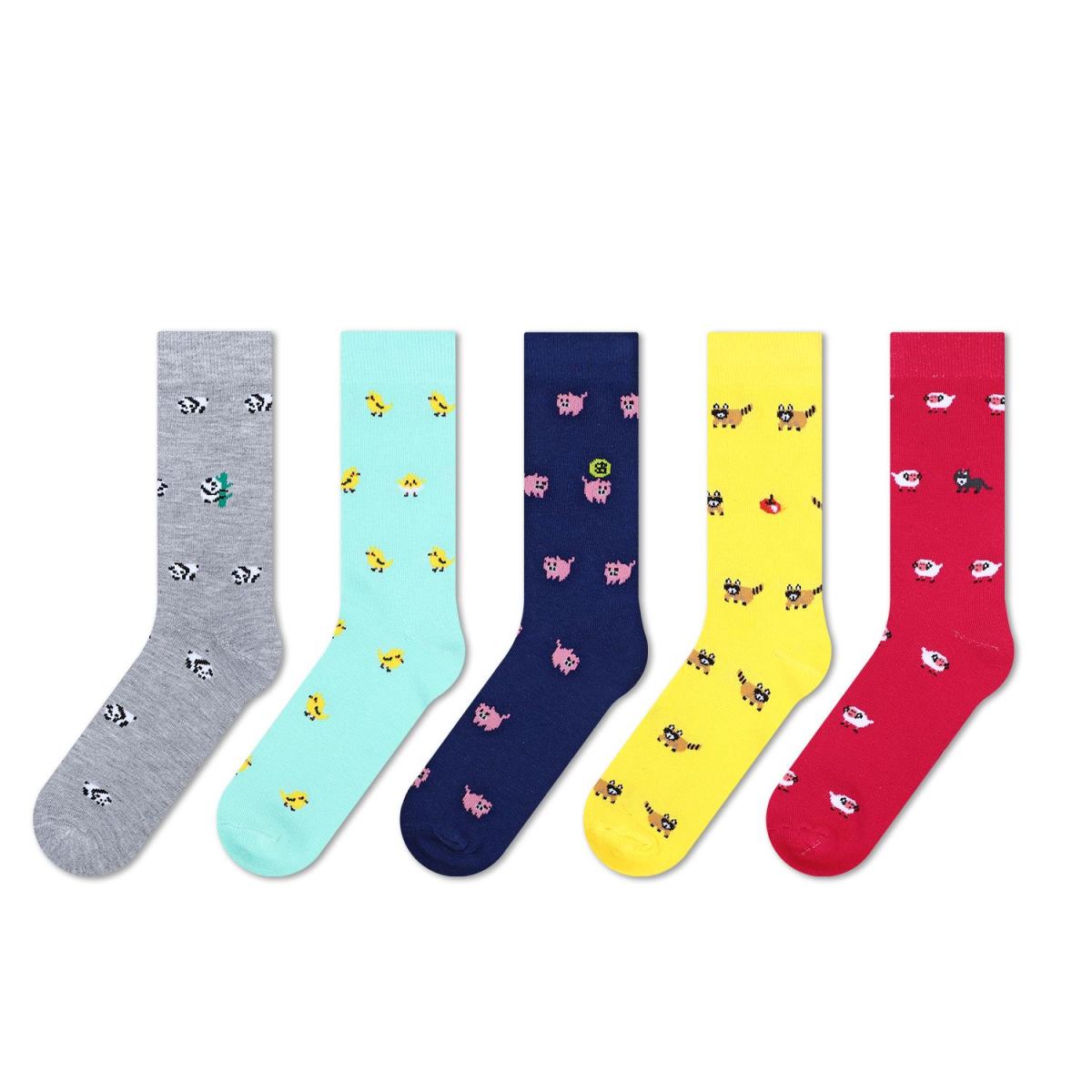 Vinsani Animal Socks 5 Pack, Cute Animal Design, One Size Fits Women UK 4-7 EU 37-40