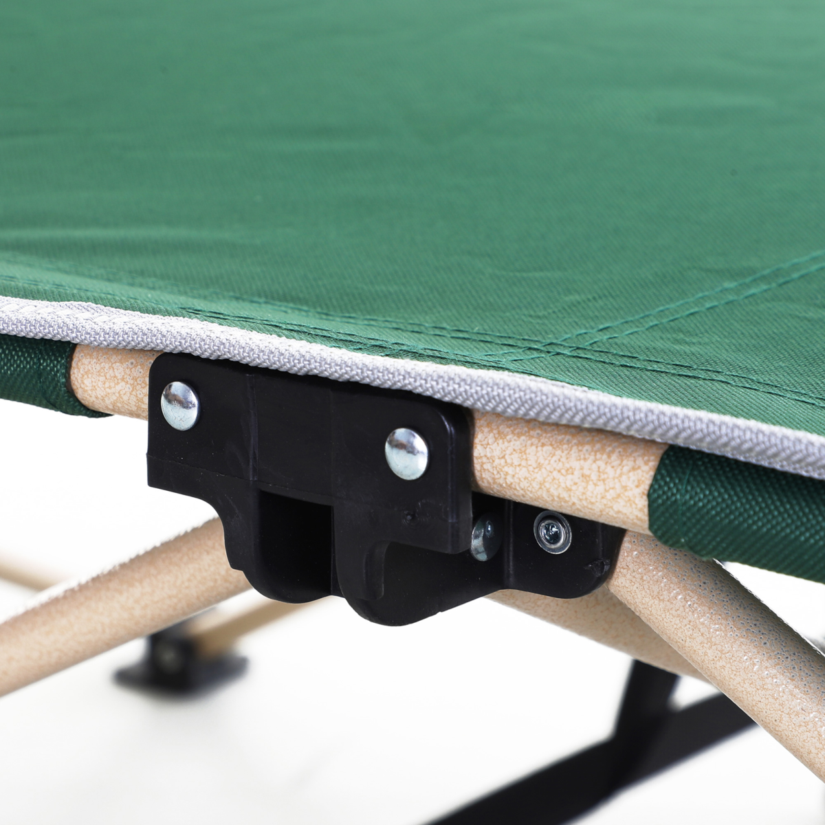 Portable Green Camping Cot, Steel Frame, Carry Bag Included