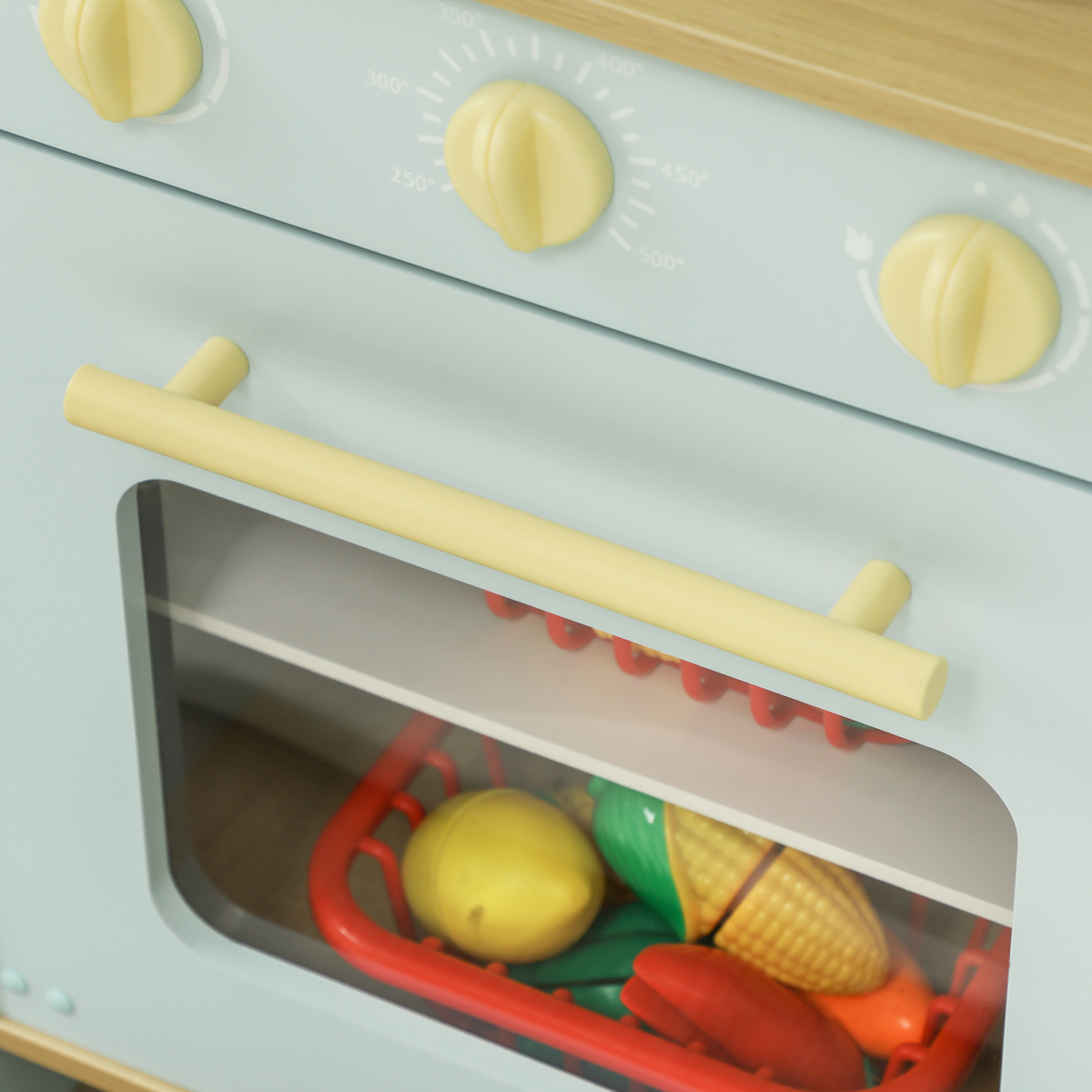 AIYAPLAY Play Kitchen with Stove, Microwave, Oven, Light & Sound