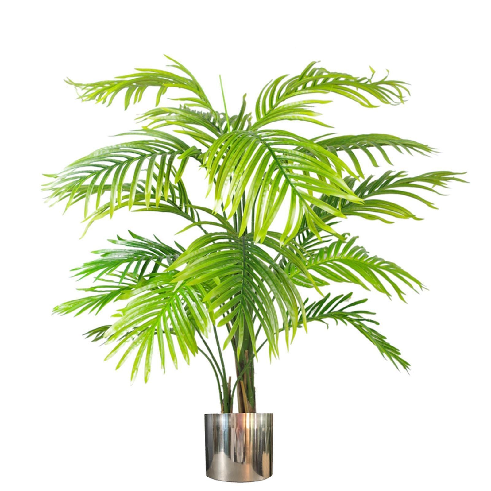 130cm Artificial Areca Palm Tree with Silver Metal Planter, Extra Large Realistic Artificial Plant