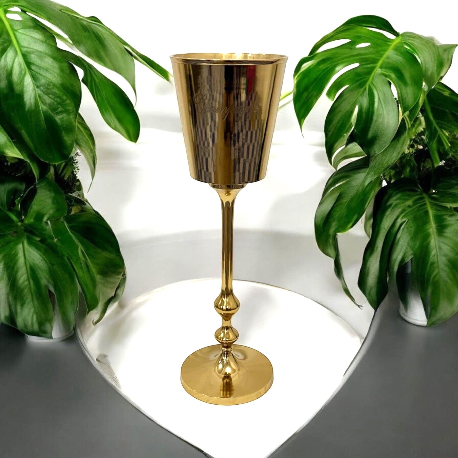 MSL 79cm Gold Floor Standing Nickel Plated Champagne Bucket