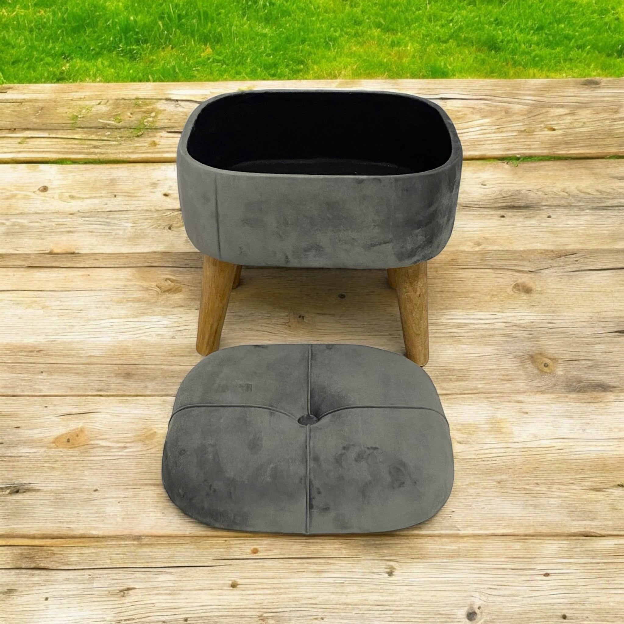 MSL Grey Velvet Stool