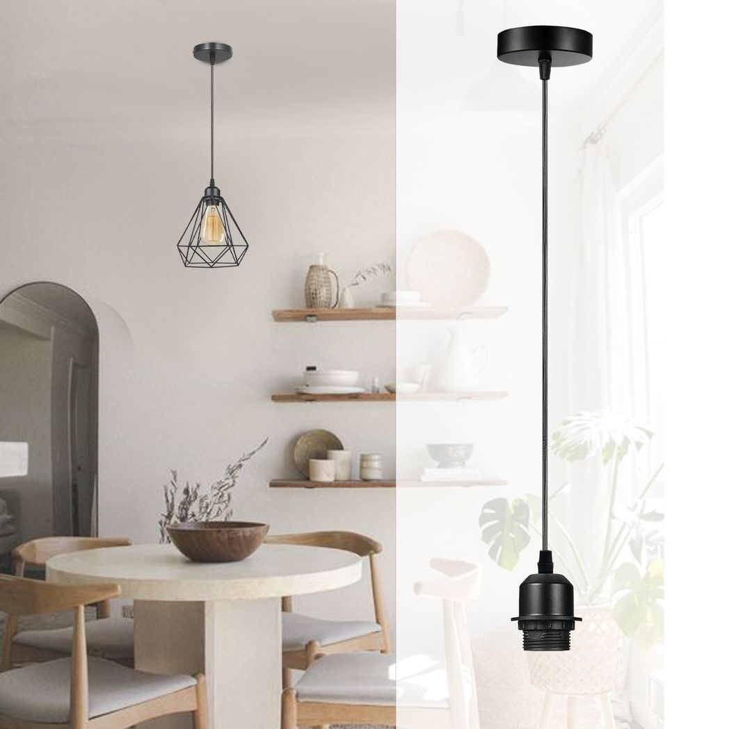 5 Pack Black Vintage Retro E27 Pendant Light Holder with 95cm Cable