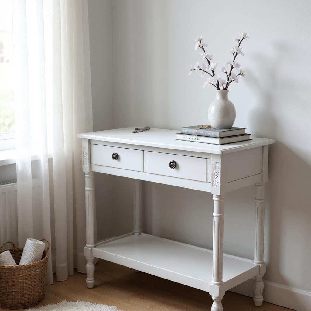 MSL 90cm Hand Finished 2 Drawer Side Table / Bedside Table
