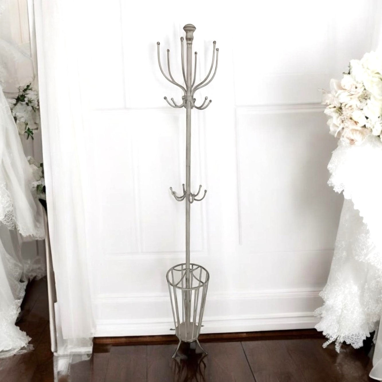 MSL 175cm Cream Metal Coat and Umbrella Stand
