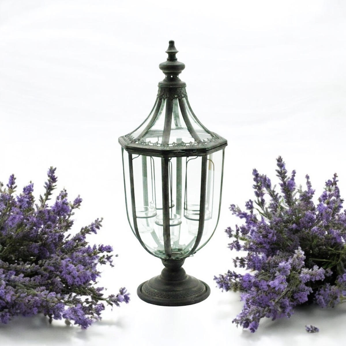 MSL 77cm Grey Hand-Finished Distressed Metal Garden Lantern with Tealight