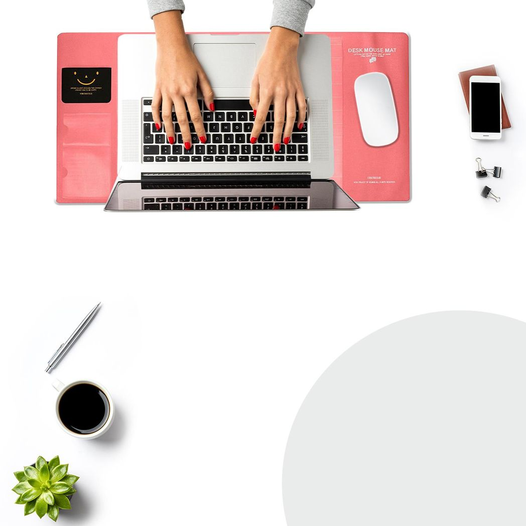 AQ Multifunctional & Eco-friendly Office Desk Mouse Mat PVC+DS Material, Pink