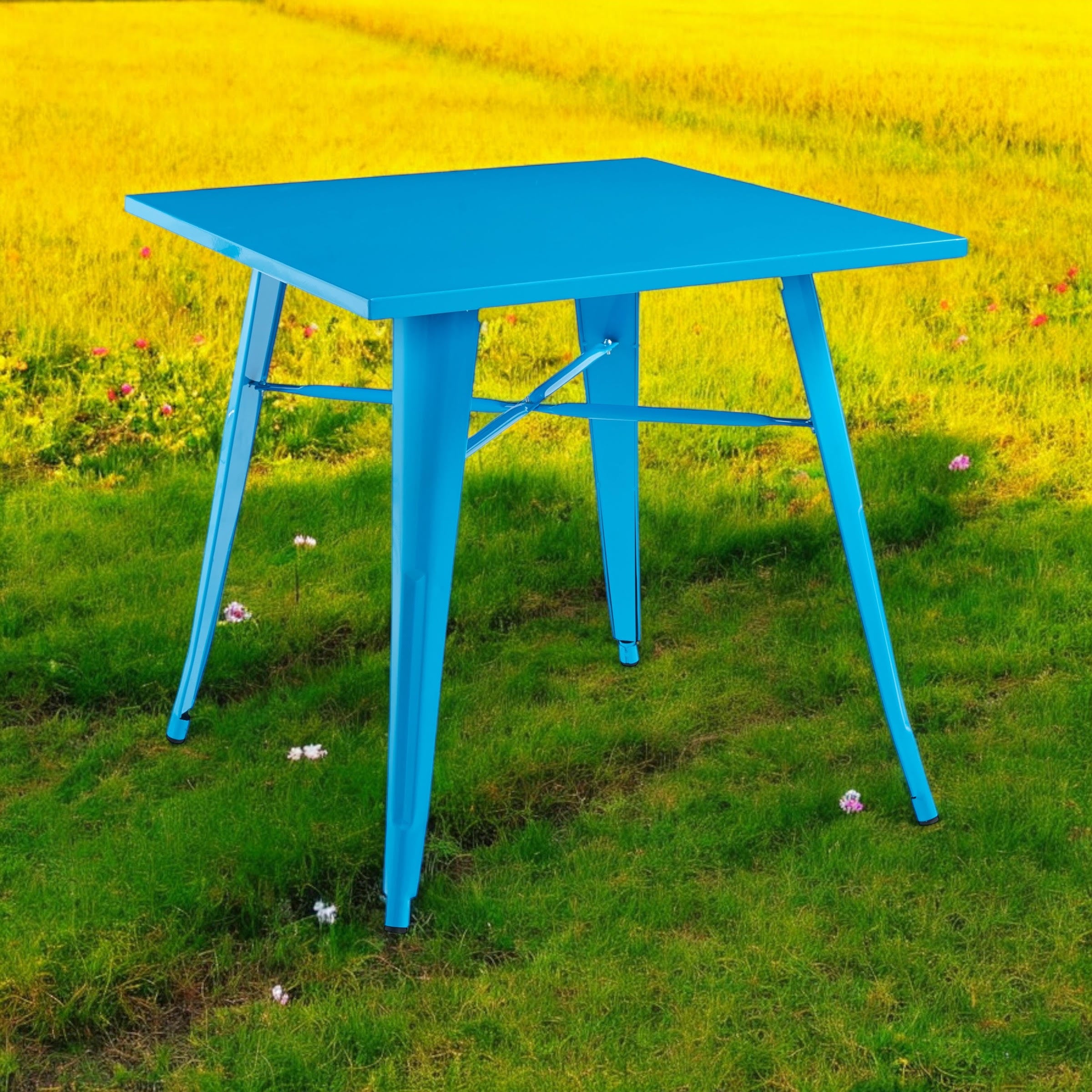 MSL Blue Metal Bar Table 80 x 80 x 76 cm Outdoor Use