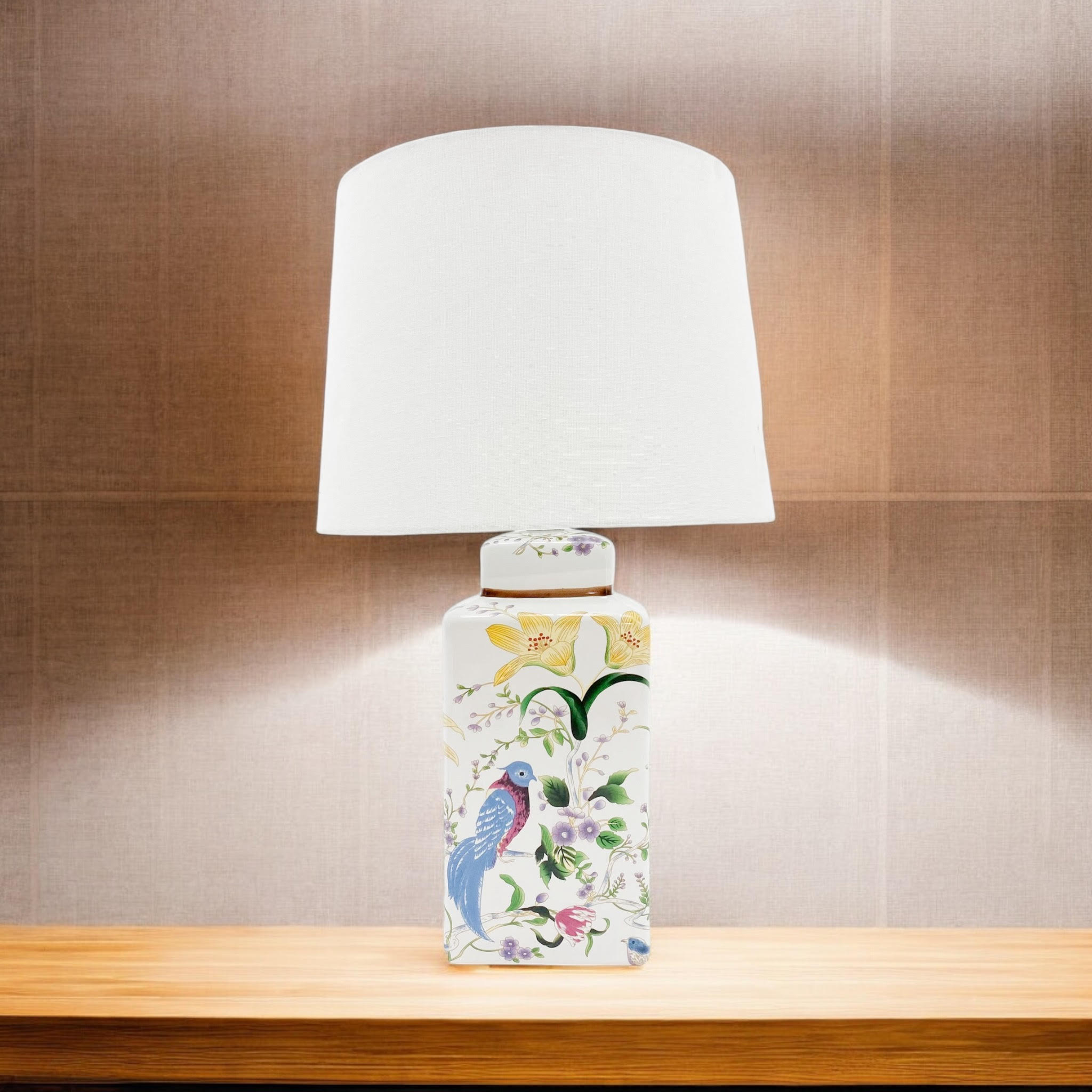 MSL 41cm Traditional Ceramic Table Lamp with Shade, Inline Rocker Switch, Double Insulated