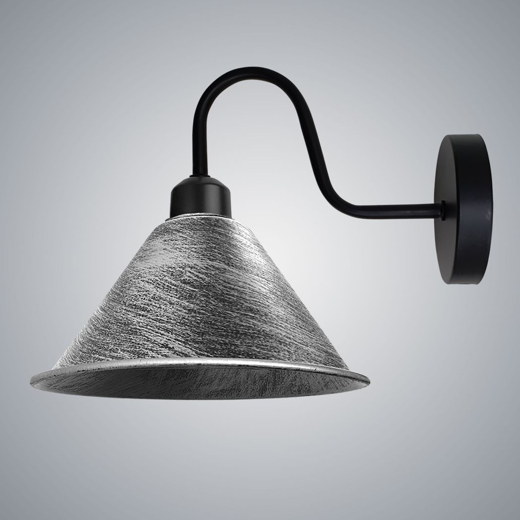 Vintage Black Wall Sconce, Metal Cone Shade, E27 Socket