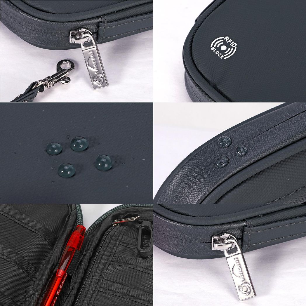 Vinsani Deluxe RFID Passport Holder Travel Wallet with 4 Passport Slots, 5 Card Slots, Pen Slot and Zippered Pocket
