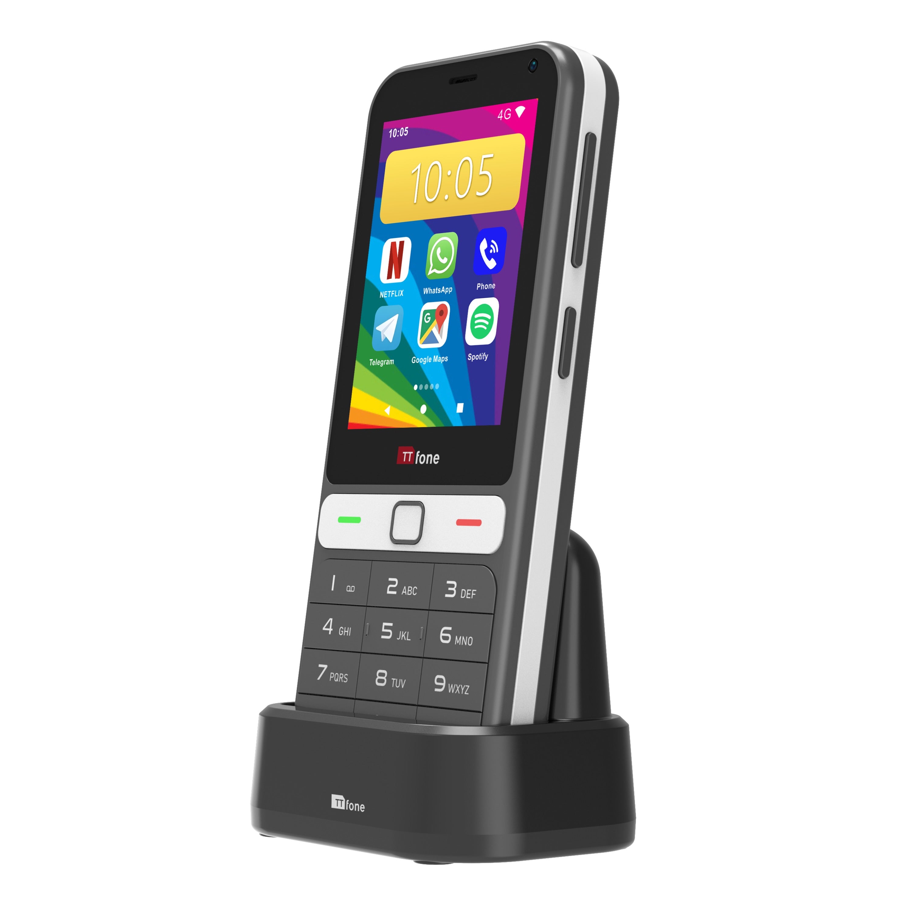 TTfone TT280 4G Dual SIM Android Bar Phone with 2.8" Touchscreen, Physical Keypad, 2MP Camera and USB-C