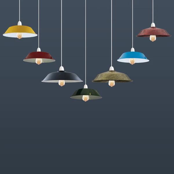Navy Blue Retro Vintage Lampshade Easy Fit E27 Base Industrial Pendant Metal 36cm Lamp Light Shades