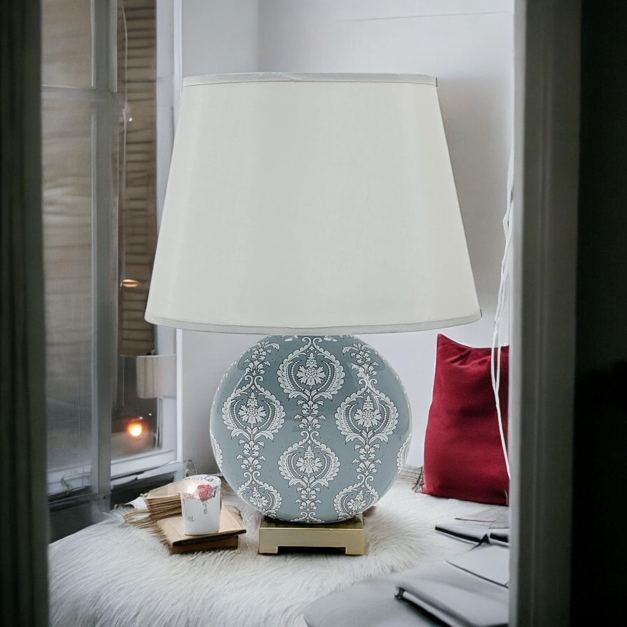 MSL 42cm Traditional Table Lamp with Linen Shade and Inline Rocker Switch