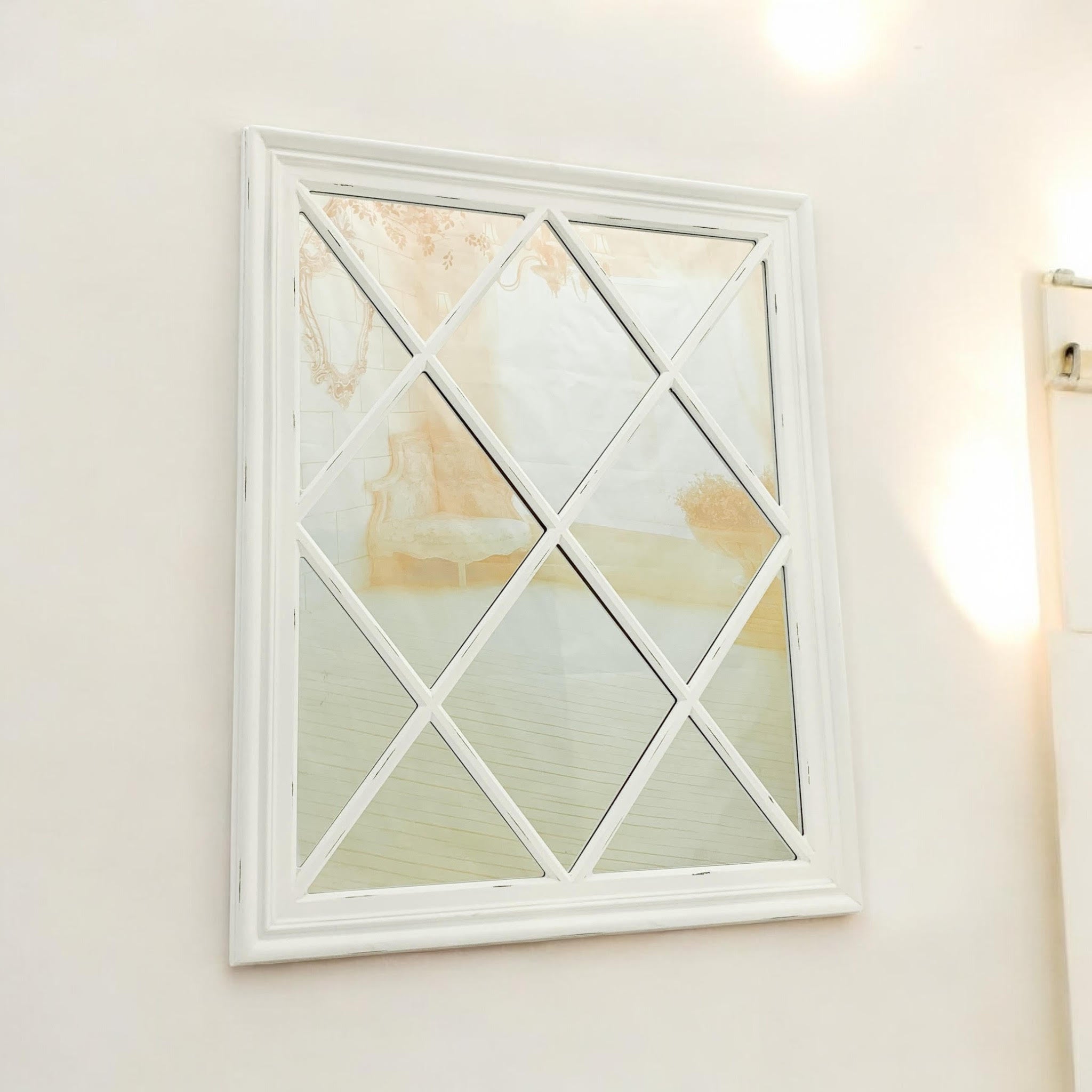 MSL 80 x 100cm White Handcrafted Hand-Finished Mirror with Hanging Hook