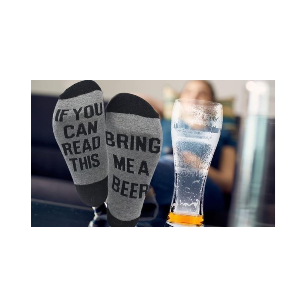 Vinsani Bring Me A Beer Slogan Calf Socks, Unisex, UK 4-10, Machine Washable