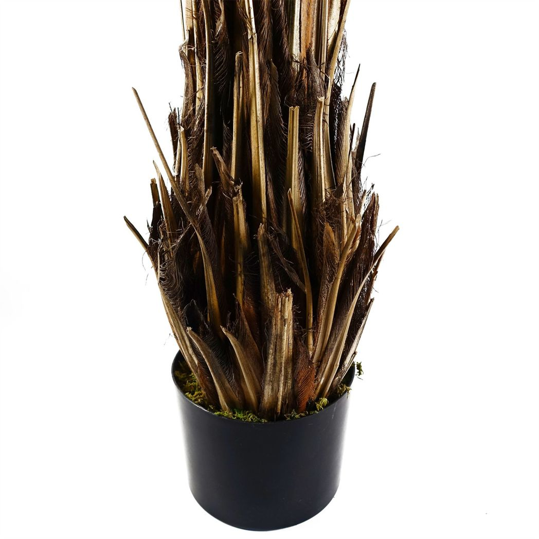 120cm Artificial Cycas Palm Tree with Natural Wood Trunk, UV Resistant Outdoor Potted Plant