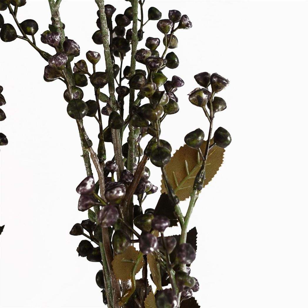Pack of 6 85cm Artificial Dark Purple Berry Stems with Silk Leaves