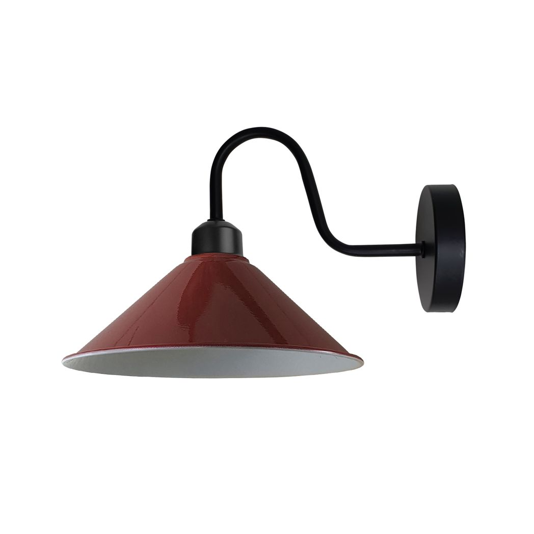Vintage Black Wall Sconce, E27 Base, Cone Shade, Dimmable Indoor Light