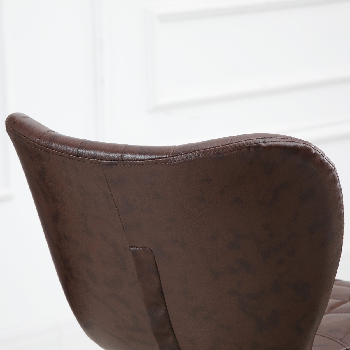 HOMCOM Set of 2 Adjustable Height Swivel Bar Stools with Backrest, PU Leather, Brown