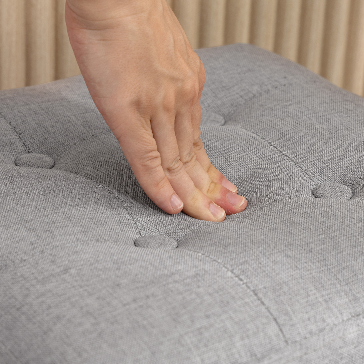 HOMCOM Small Square Ottoman Footstool with Padded Seat, Light Grey