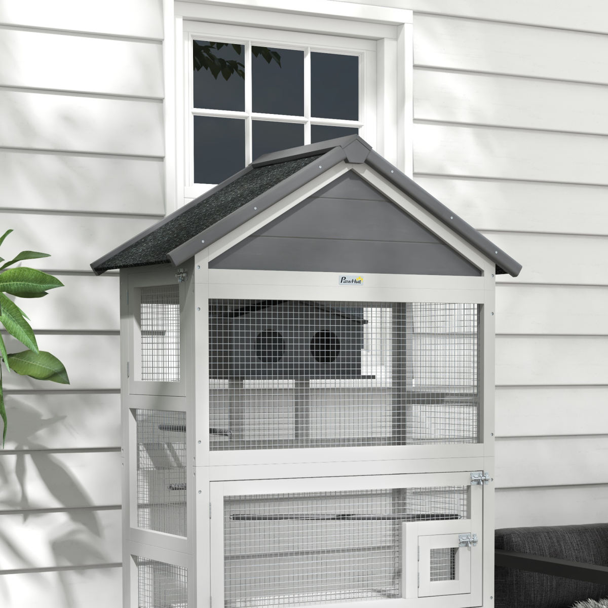 PawHut Bird Cage with Stands for Finches & Parakeets, Grey