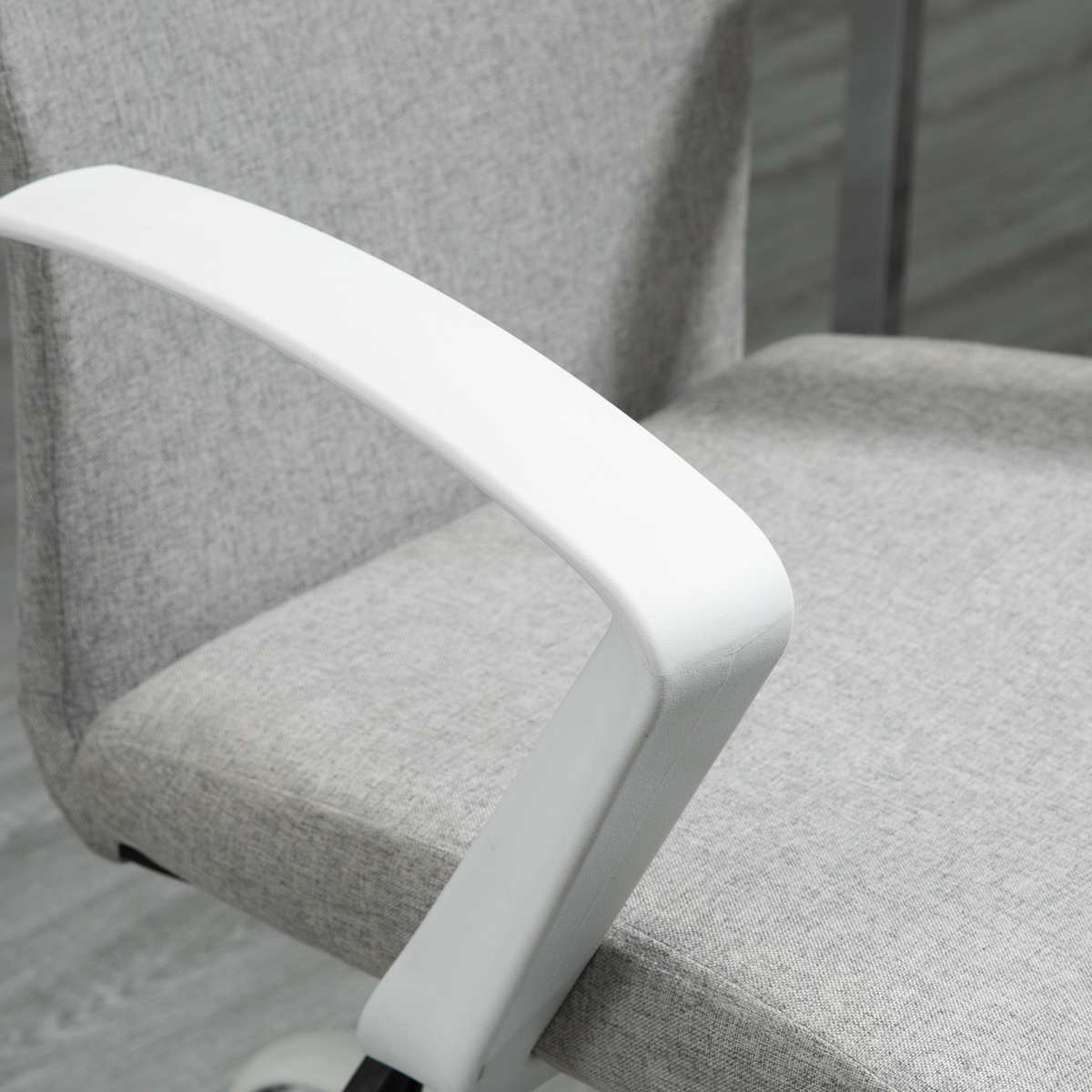 Vinsetto Linen Swivel Office Chair, Adjustable Height Computer Desk Chair with Armrests, Light Grey