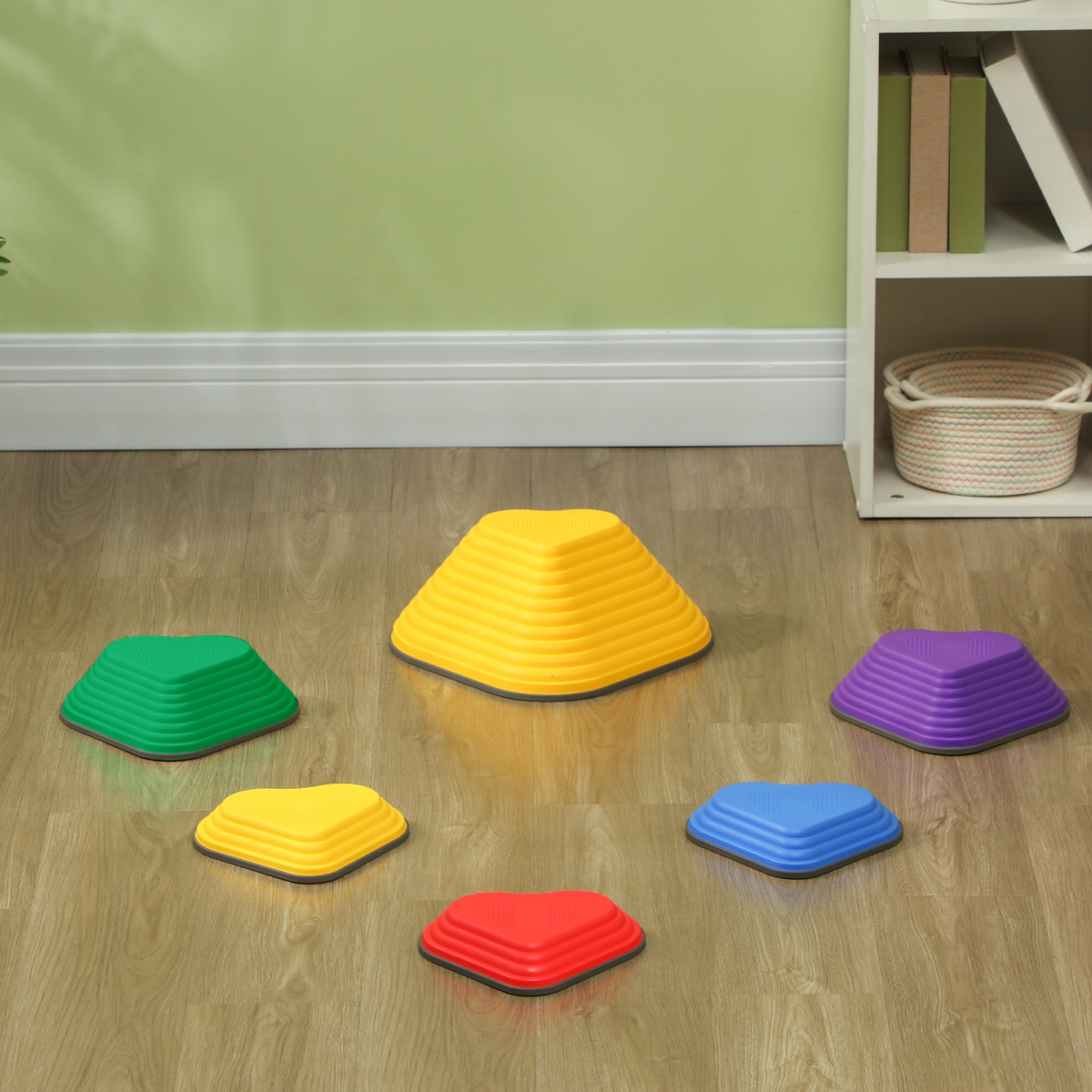 AIYAPLAY 6-Piece Kids Stepping Stones, Non-Slip Stackable River Stones